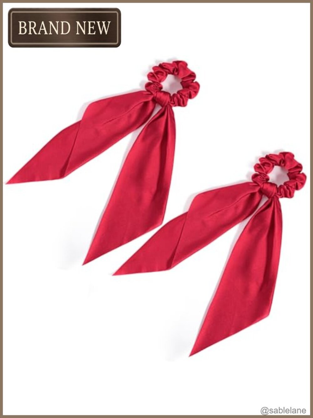 Silk Scarf Scrunchies for Women 2 PCS Bow Hair Ties Ponytail Holders
